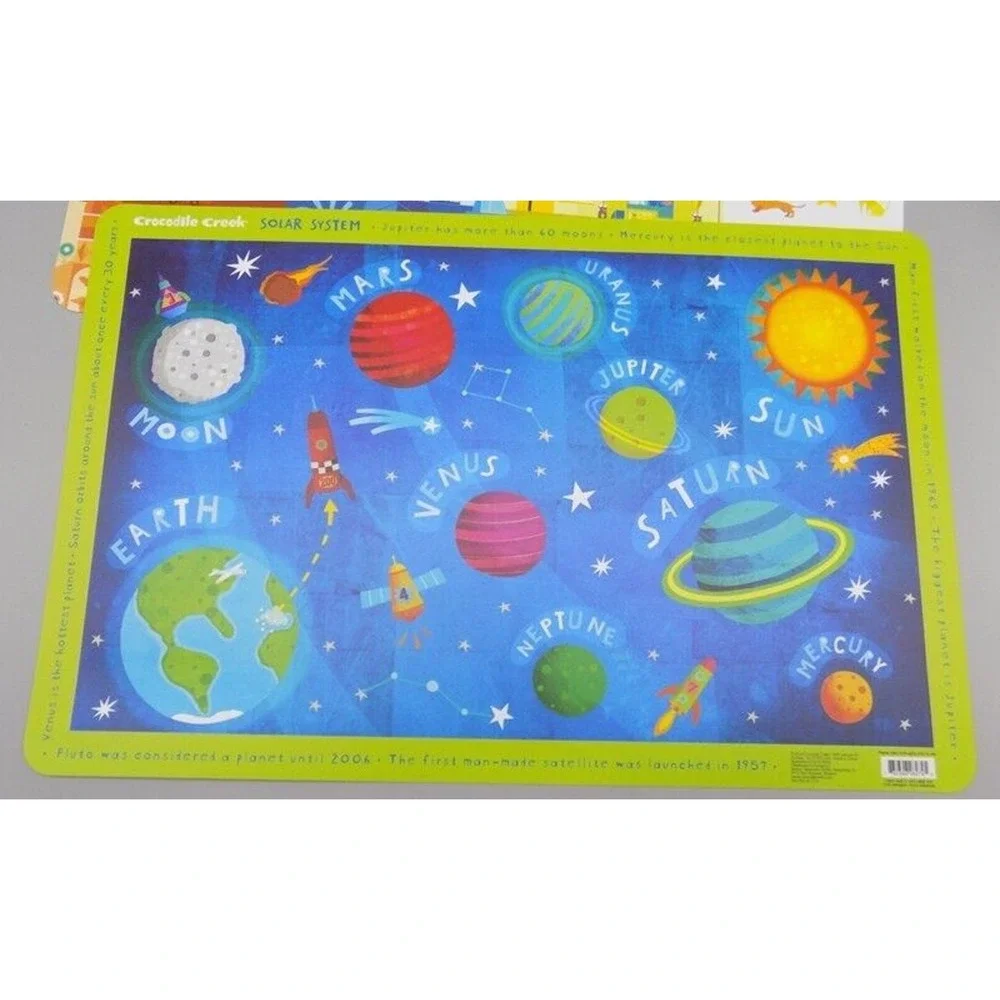 4 Crocodile Creek Homeschool Placemats 17x11 Education Dance Planets Basketball